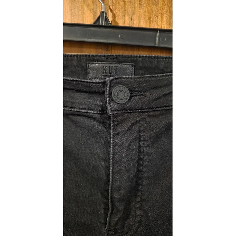 Kut From The Kloth Cropped Jeans Womens 14 Black Dark Wash Denim 5 Pocket Design - Picture 3 of 5